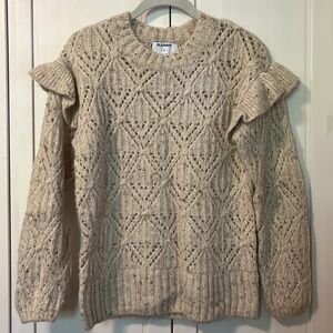 Old Navy Pointelle Open Knit Ruffle Trim Sweater XS